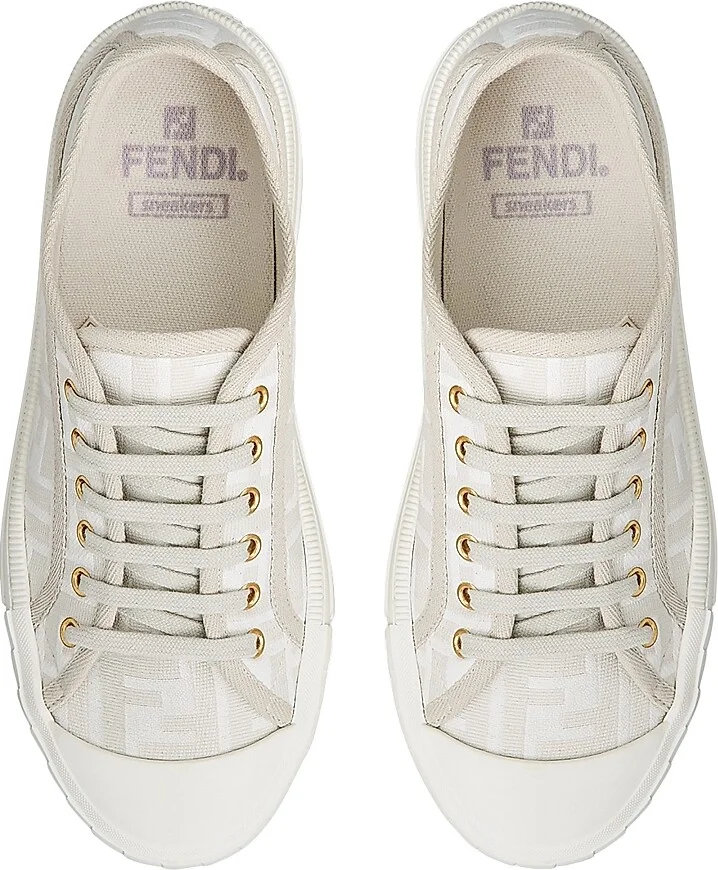 Women's FF Logo Low-Top Sneakers - Brown - Size 5 - Image 9