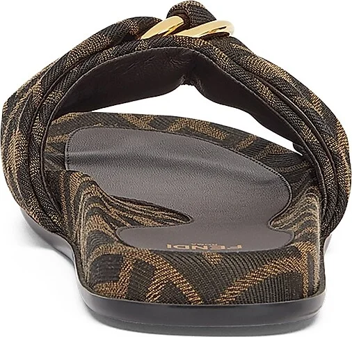 Women's FF Monogram Slides - Tobacco - Size 6 Sandals - Image 3