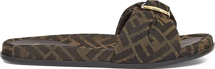 Women's FF Monogram Slides - Tobacco - Size 6 Sandals