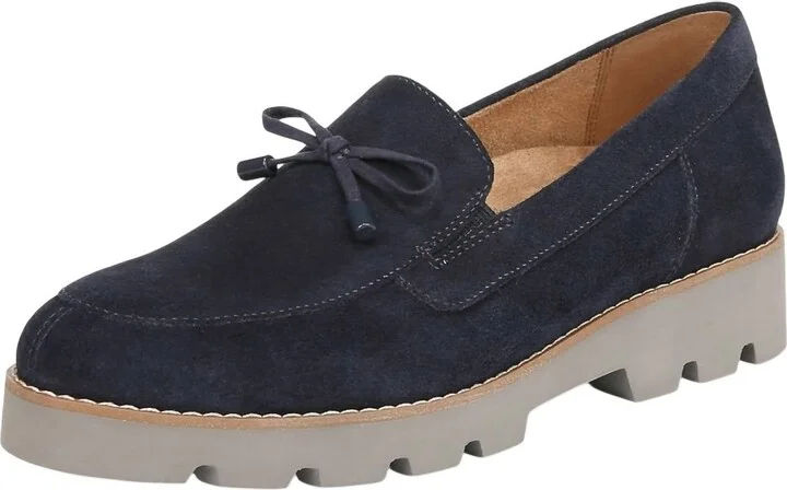 Women's Finley Suede Bow Loafers In Navy