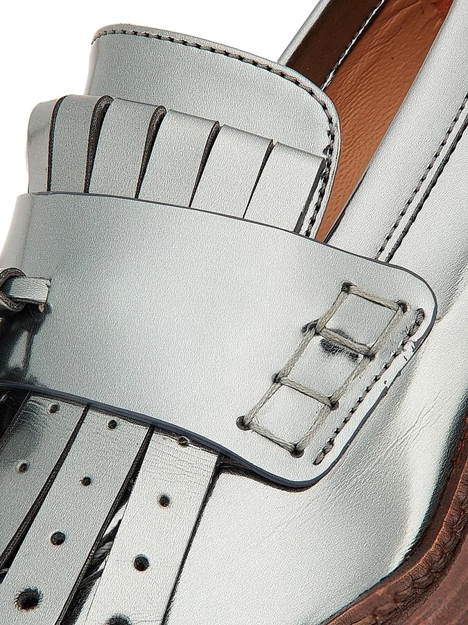 Women's Fiona 70MM Tasseled Metallic Leather Loafers - Medium Grey - Size 6 - Image 6