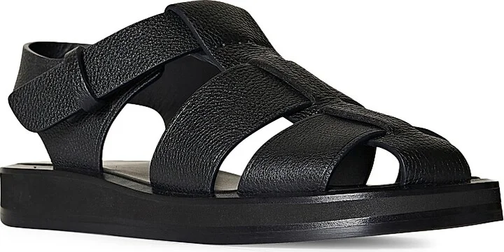Women's Fisherman Flat Leather Sandals - Black - Size 8 - Image 2