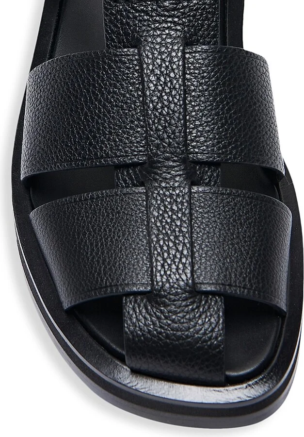 Women's Fisherman Flat Leather Sandals - Black - Size 8 - Image 3