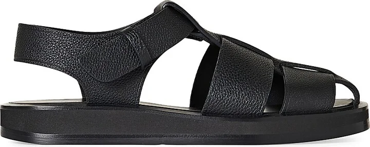 Women's Fisherman Flat Leather Sandals - Black - Size 8