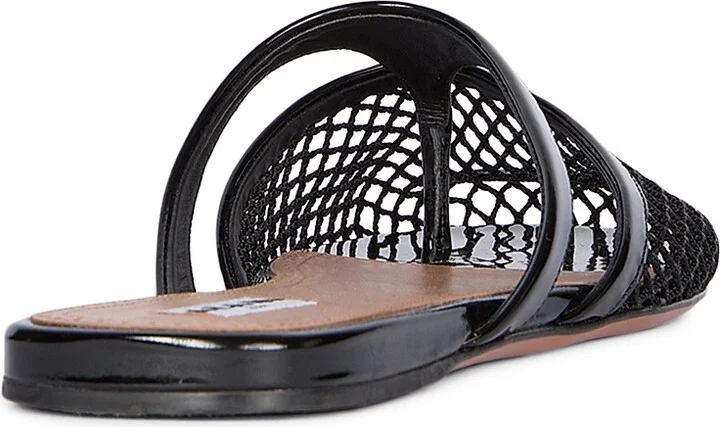 Women's Fishnet & Leather Mules - Noir - Size 5 - Image 3