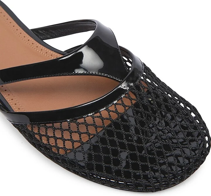 Women's Fishnet & Leather Mules - Noir - Size 5 - Image 5