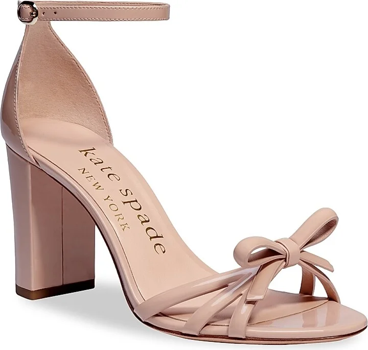 Women's Flamenco Bow Patent Leather Ankle-Strap Sandals - Peach Shak - Size 10 - Image 2