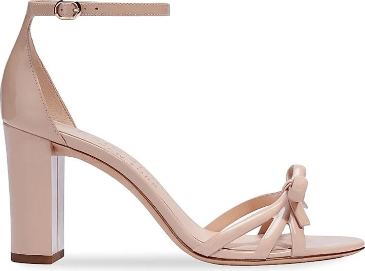 Women's Flamenco Bow Patent Leather Ankle-Strap Sandals - Peach Shak - Size 10