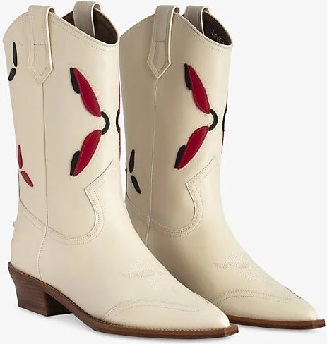 Womens Flash Cara Contrast-Embroidery Western Leather Ankle Boots Eur 40 / 7 Uk Women - Image 2