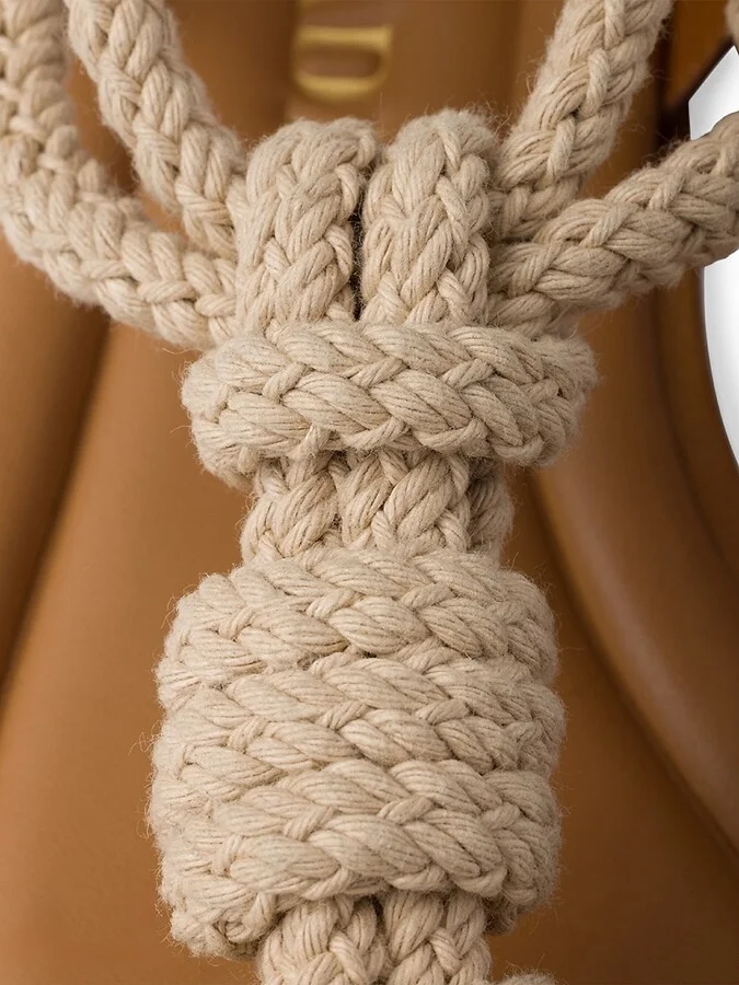 Women's Flat Leather and Cord Sandals - Light Brown - Size 7 - Image 5