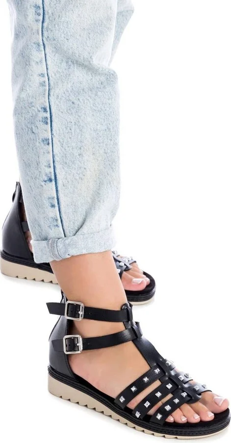 Women's Flat Sandals With Gold Studs By Xti - Image 3