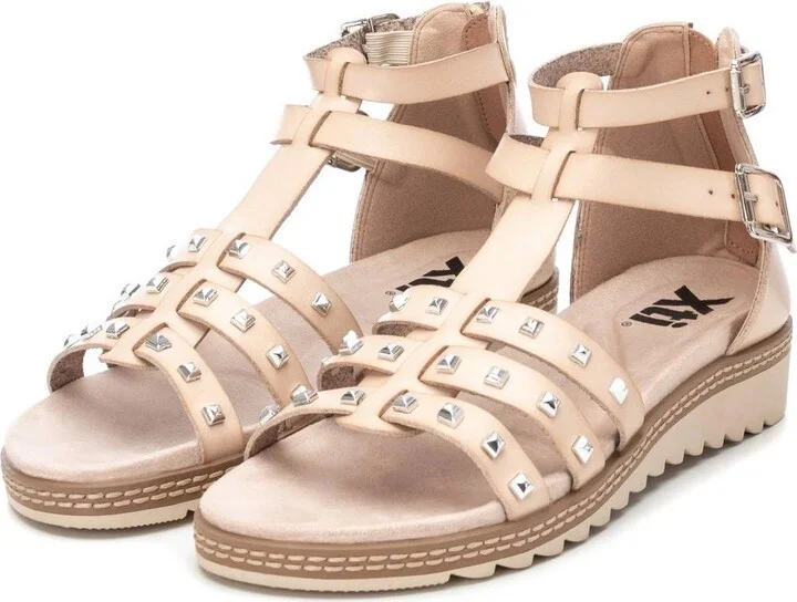 Women's Flat Sandals With Gold Studs By Xti - Image 5