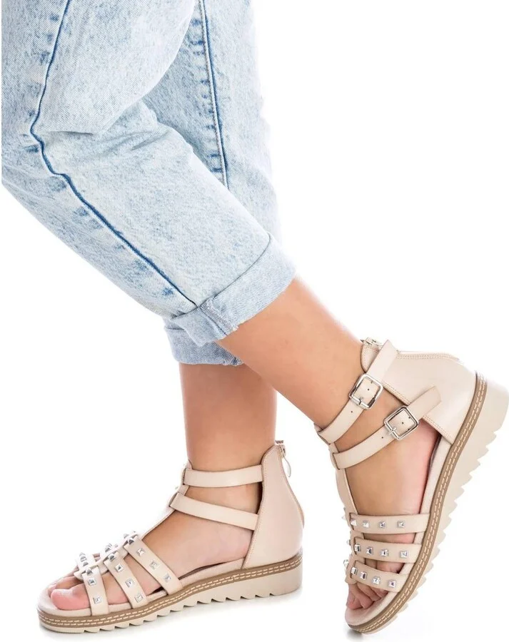 Women's Flat Sandals With Gold Studs By Xti - Image 7