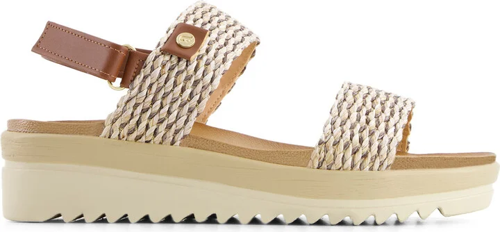 Women's Flat Sandals With Hook and Loop Sling and serrated sole