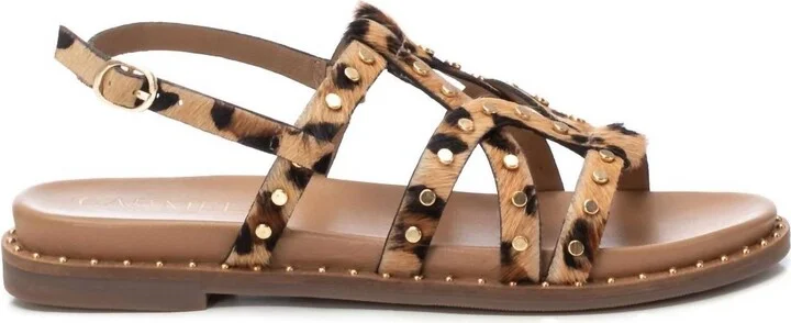 Women's Flat Strappy Sandals In Leopard
