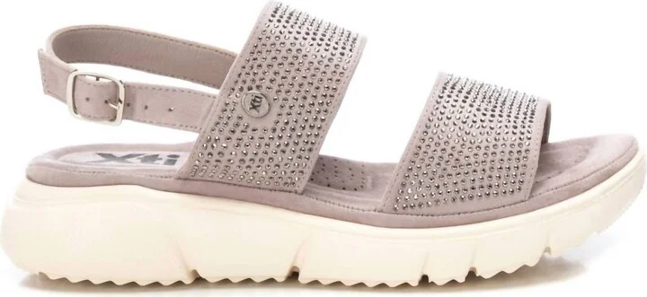 Women's Flat Suede Sandals In Open Grey
