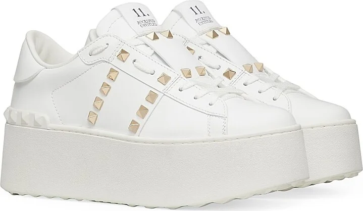 Women's Flatform Rockstud Untitled Sneakers In Calfskin - White - Size 7 - Image 2