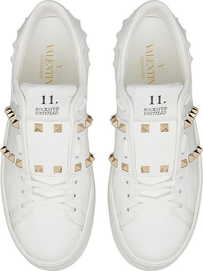 Women's Flatform Rockstud Untitled Sneakers In Calfskin - White - Size 7 - Image 4