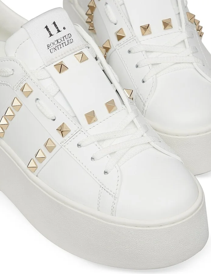 Women's Flatform Rockstud Untitled Sneakers In Calfskin - White - Size 7 - Image 5