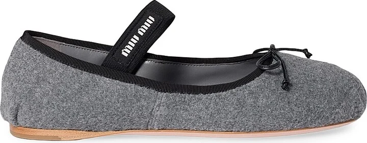 Women's Fleece Ballerinas - Grey - Size 5