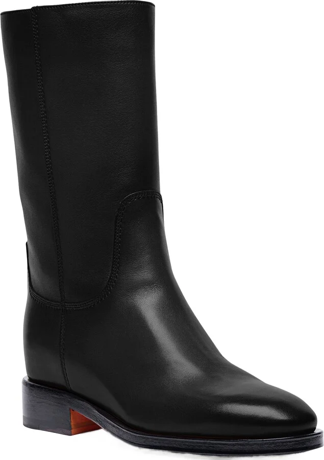 Women's Fleeces Black Leather Boot - Image 2