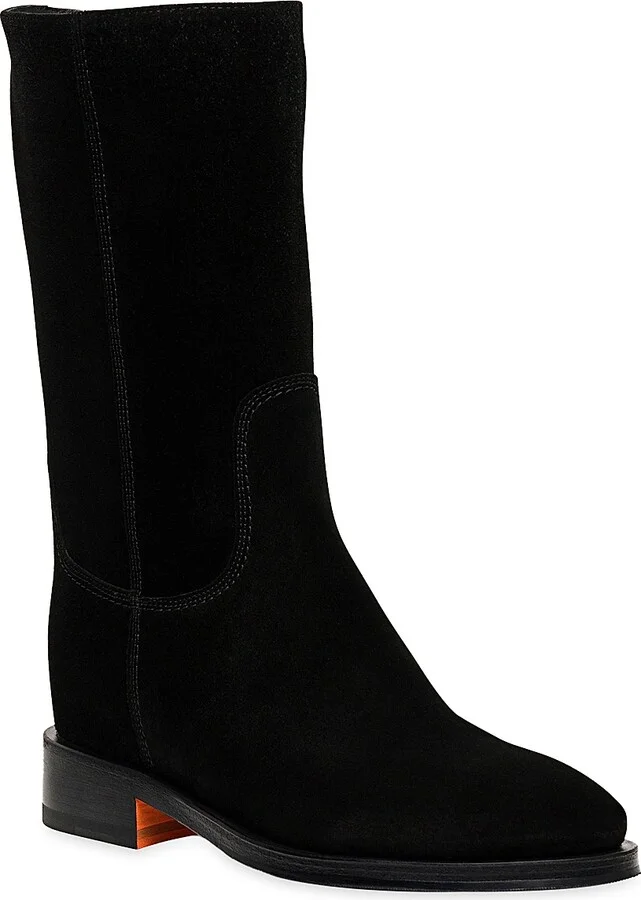 Women's Fleeces Suede Mid-Calf Boots - Black - Size 5 - Image 2