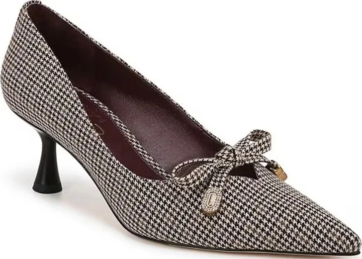 Women's Fleur Houndstooth Kitten Heel Dress Pumps In Black Natural Multi