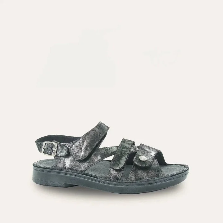 Women's Fleur Sandals - Medium In Metallic Onyx
