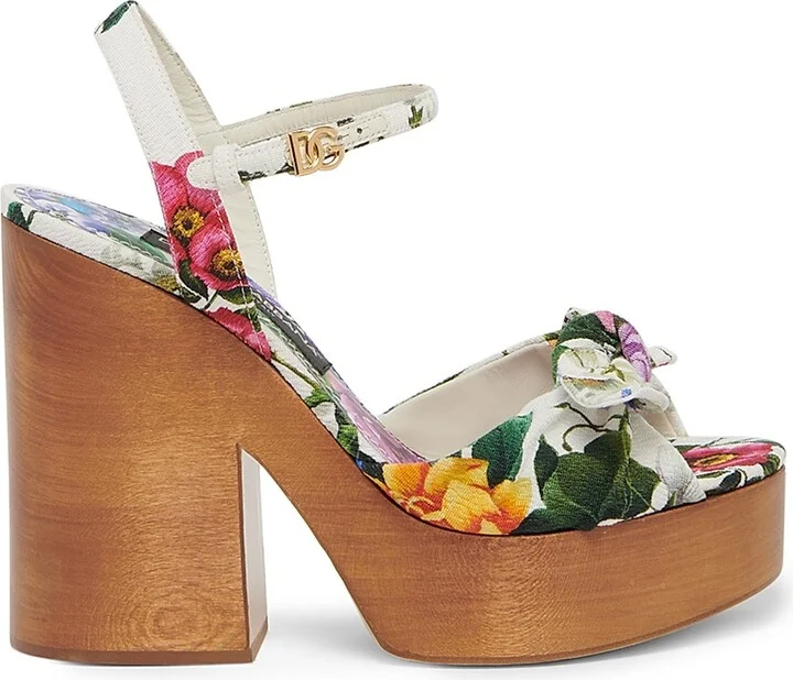 Women's Floral 125MM Platform Wedge Sandals - Size 6