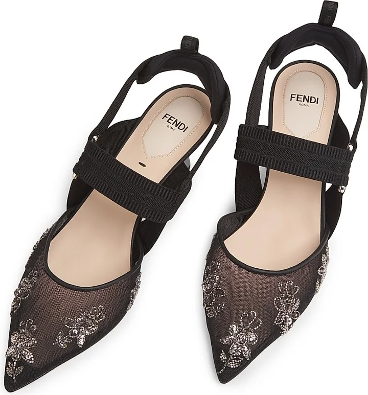 Women's Floral Embroidered 55MM Pumps - Silver Nero - Size 6 - Image 4