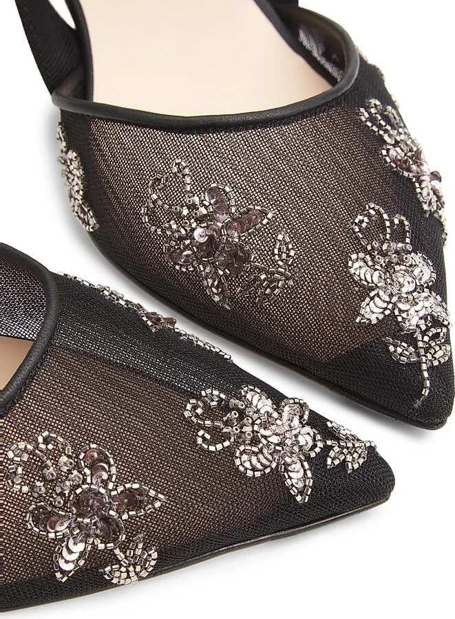 Women's Floral Embroidered 55MM Pumps - Silver Nero - Size 6 - Image 6