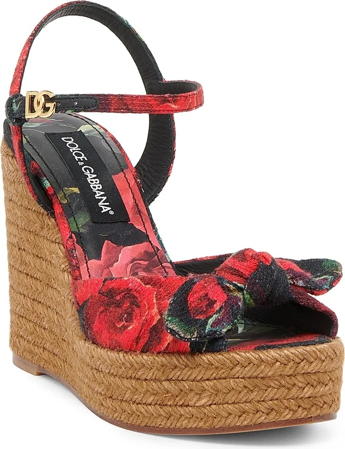 Women's Floral Espadrille Wedge Sandals - Size 5 - Image 2