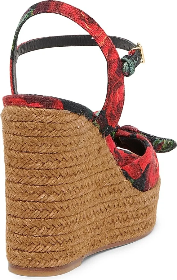 Women's Floral Espadrille Wedge Sandals - Size 5 - Image 3