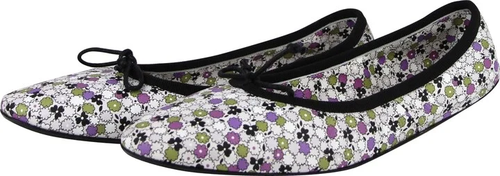 Women's Floral Green / Purple / Black Leather Ballet Flats (39 EU / 9 US) - Image 2