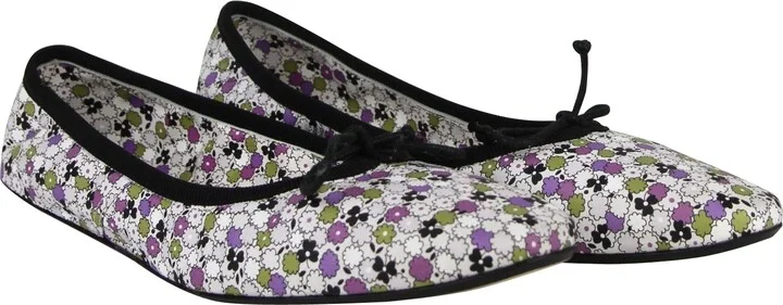 Women's Floral Green / Purple / Black Leather Ballet Flats (39 EU / 9 US) - Image 4