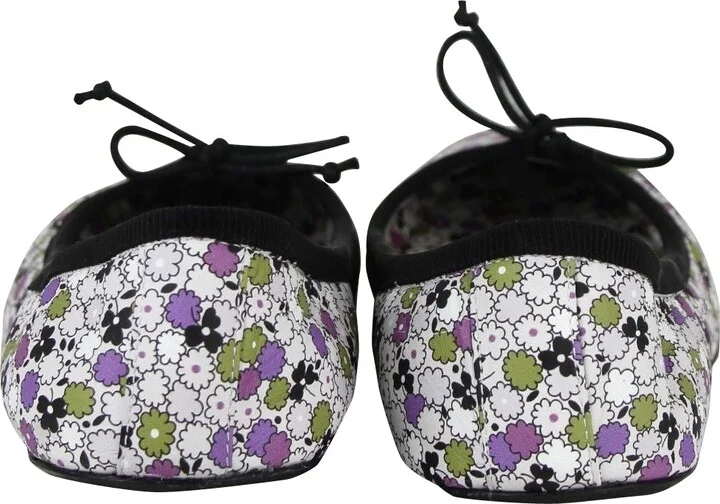 Women's Floral Green / Purple / Black Leather Ballet Flats (39 EU / 9 US) - Image 5