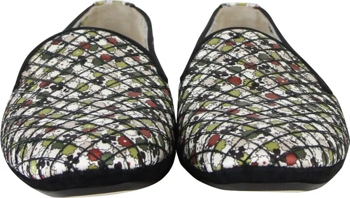 Women's Floral Green / Red / Black Fabric / Leather Ballet Flats (38.5 EU / 8.5 US) - Image 3