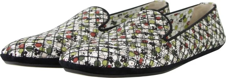 Women's Floral Green / Red / Black Fabric / Leather Ballet Flats (39.5 EU / 9.5 US) - Image 2