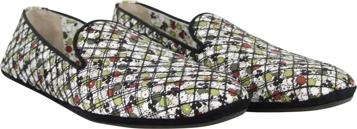 Women's Floral Green / Red / Black Fabric / Leather Ballet Flats (39.5 EU / 9.5 US) - Image 4