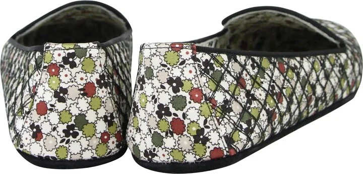 Women's Floral Green / Red / Black Fabric / Leather Ballet Flats (39.5 EU / 9.5 US) - Image 5