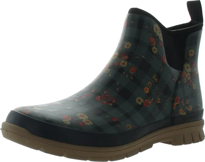 Womens Floral Print Rubber Rain Boots
