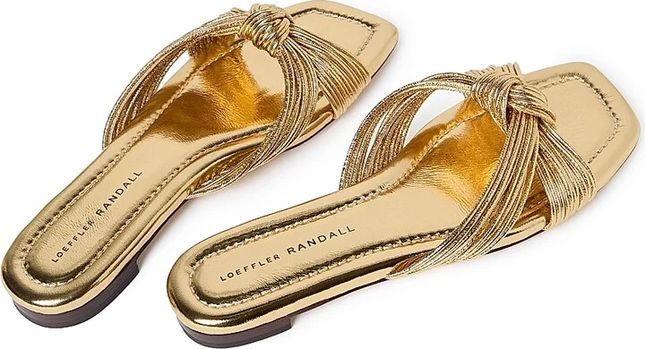 Women's Flossie Knotted Metallic Leather Sandals - Champagne - Size 10.5 - Image 3