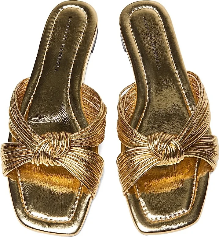 Women's Flossie Knotted Metallic Leather Sandals - Champagne - Size 10.5 - Image 4