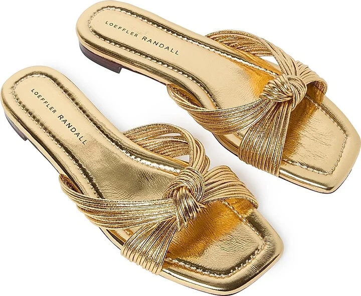 Women's Flossie Knotted Metallic Leather Sandals - Champagne - Size 10.5 - Image 5