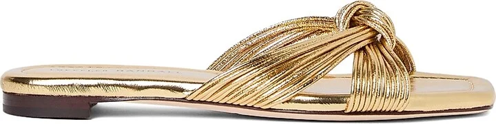 Women's Flossie Knotted Metallic Leather Sandals - Champagne - Size 10.5