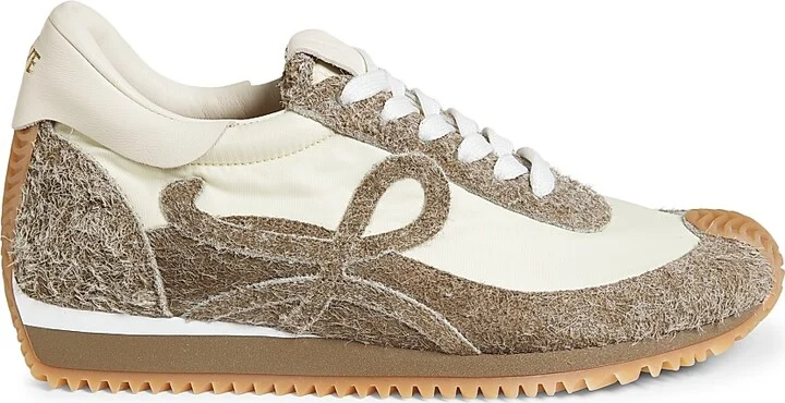 Women's Flow Brushed Suede Runner Sneakers - Khaki Green Soft White - Size 5