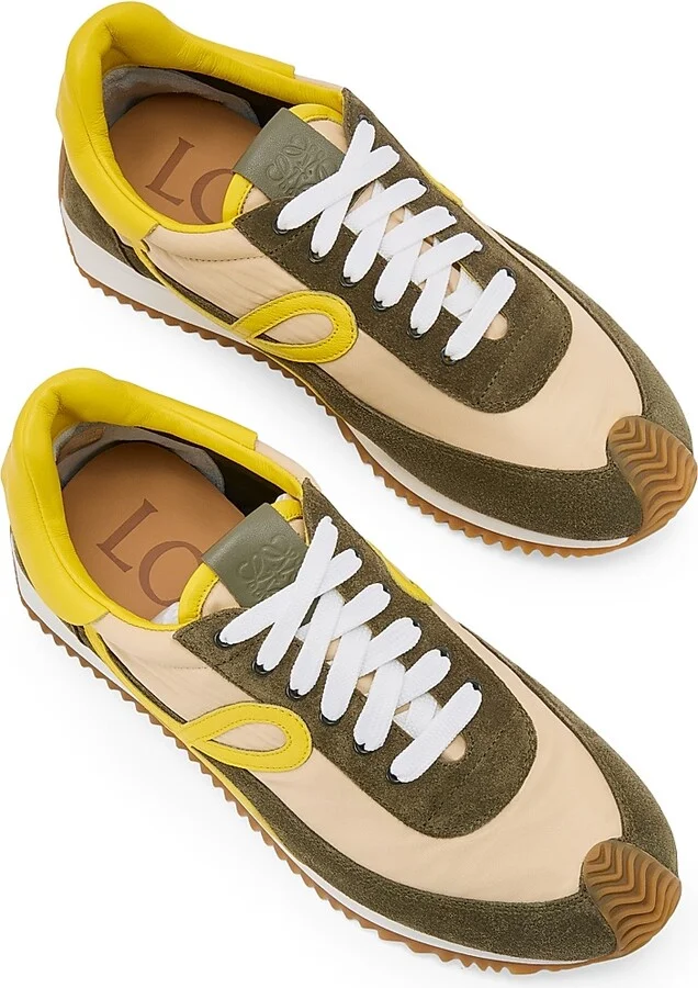 Women's Flow Runner 2.0 Low-Top Sneakers - Cream Yellow Olive Green - Size 5 - Image 3