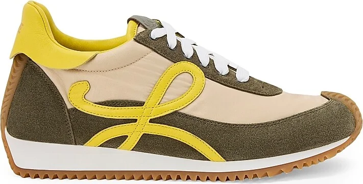 Women's Flow Runner 2.0 Low-Top Sneakers - Cream Yellow Olive Green - Size 5