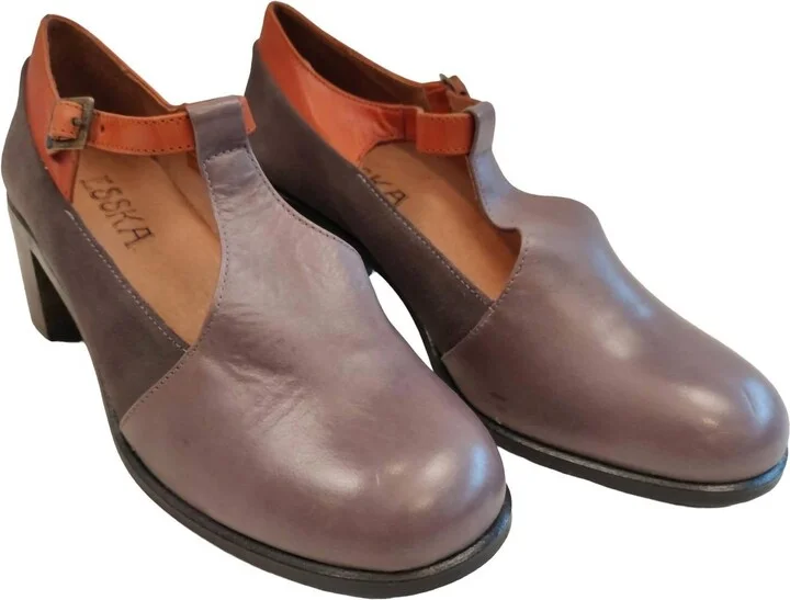 Women's Flynn Block Heel Shoes In Grey/rusty
