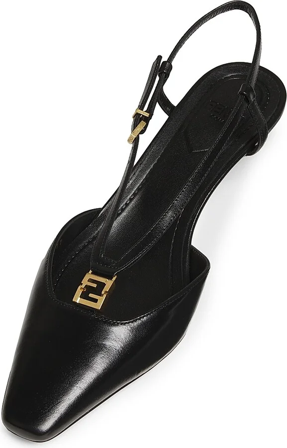 Women's Fold 35MM Leather Slingback Pumps - Black - Size 6 - Image 2
